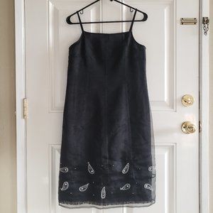 ARGENTI Spaghetti Strap Embroidered Midi dress SZ 8